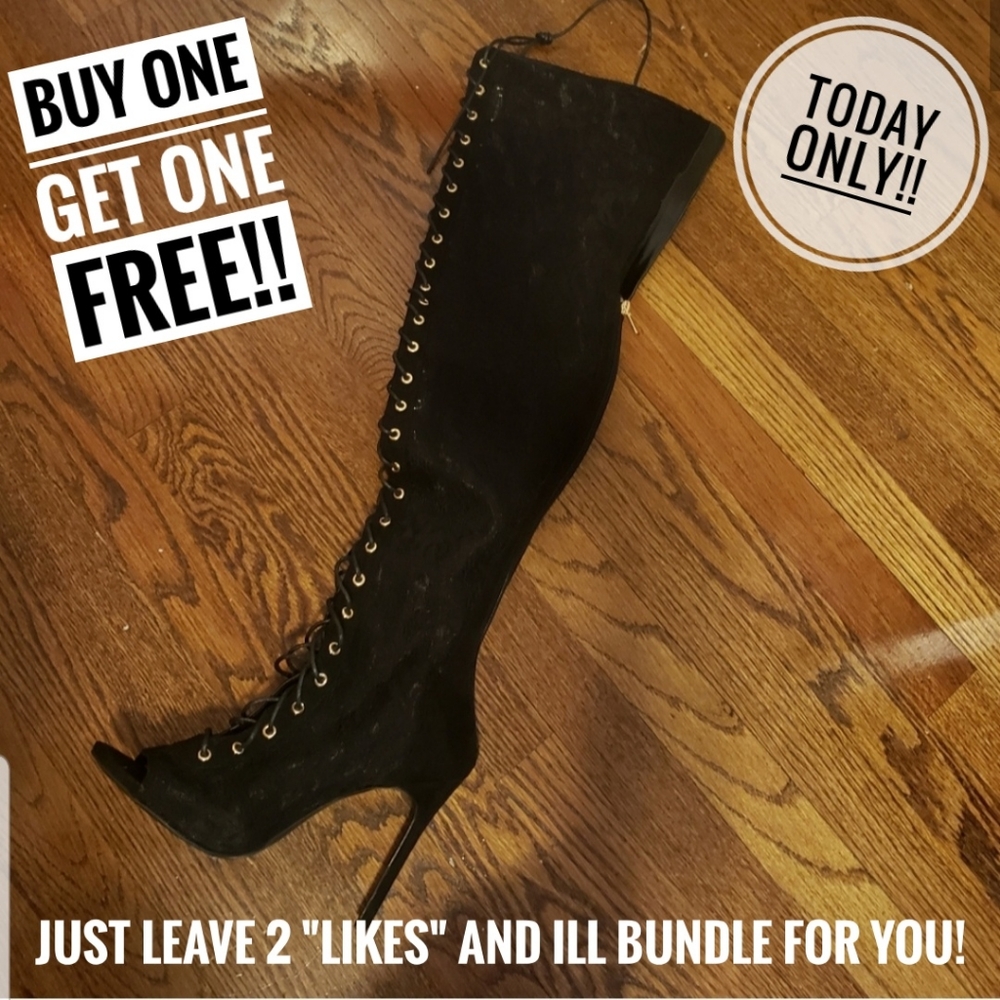 🙊 black lace material boots 🙊
